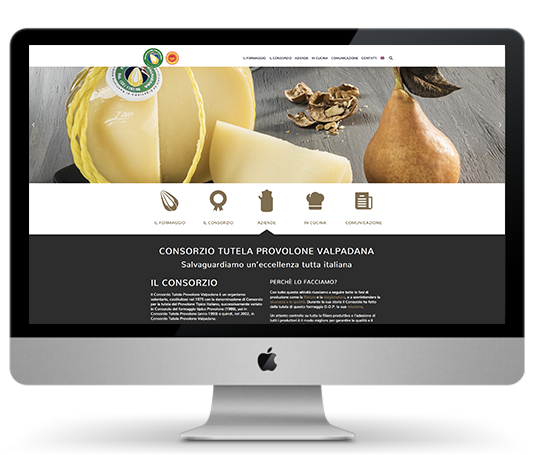Immagine della homepage del sito di Provolone Valpadana DOP in versione desktop