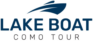logo dell'azienda Lake Boat Como Tour, blu e con una barca stilizzata
