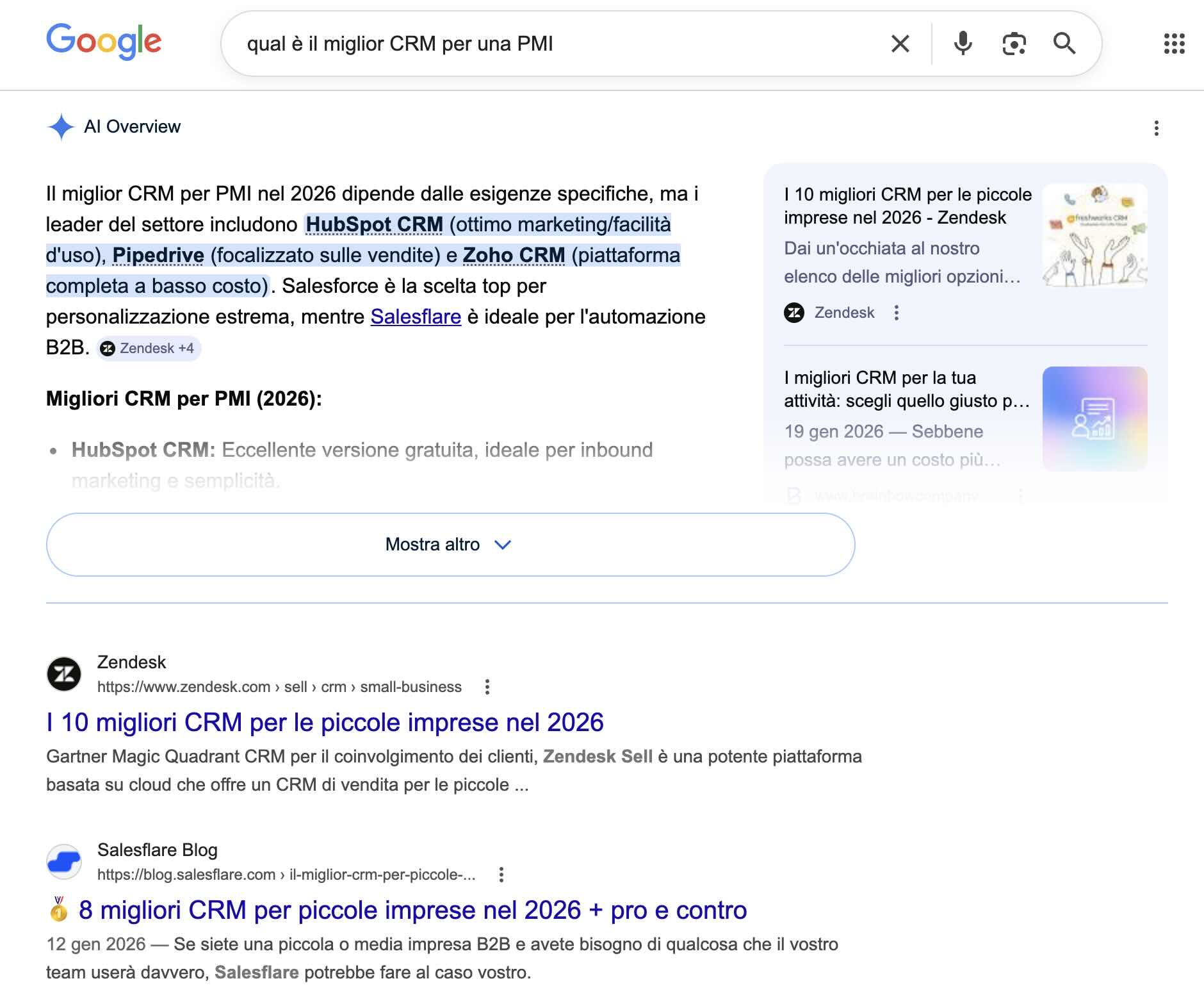 AI Overview per ricerca su Google